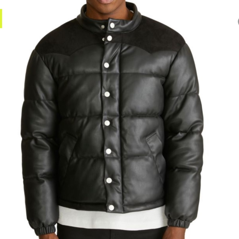 NWT Robert Graham Men’s Faux Leather Puffer Coat Jacket - Picture 14 of 15
